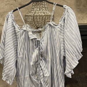 Striped Off-Shoulder Blouse- Gimmicks NWT
